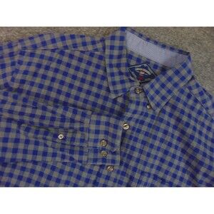 Bills Khaki Shirt Mens Large Blue Gray Check Made in the USA